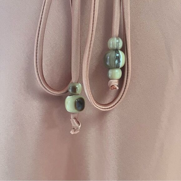 Nanushka Narita Satin Double Strap Dress In Apricot Medium NEW MSRP $665 - Picture 10 of 15